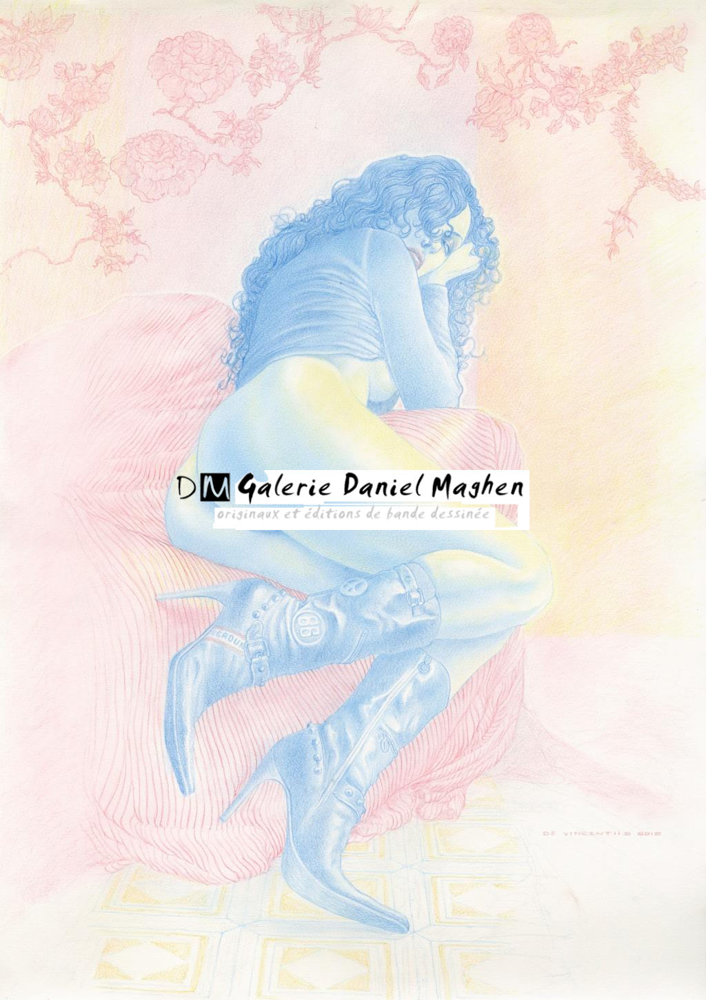 illustration originale - Adriano De Vincentiis - Crayon de couleur sur papier - 2417