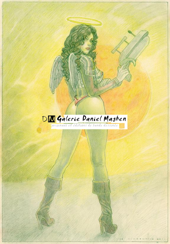 illustration originale - Barbarella - Adriano De Vincentiis - Crayon de couleur sur papier - 2651