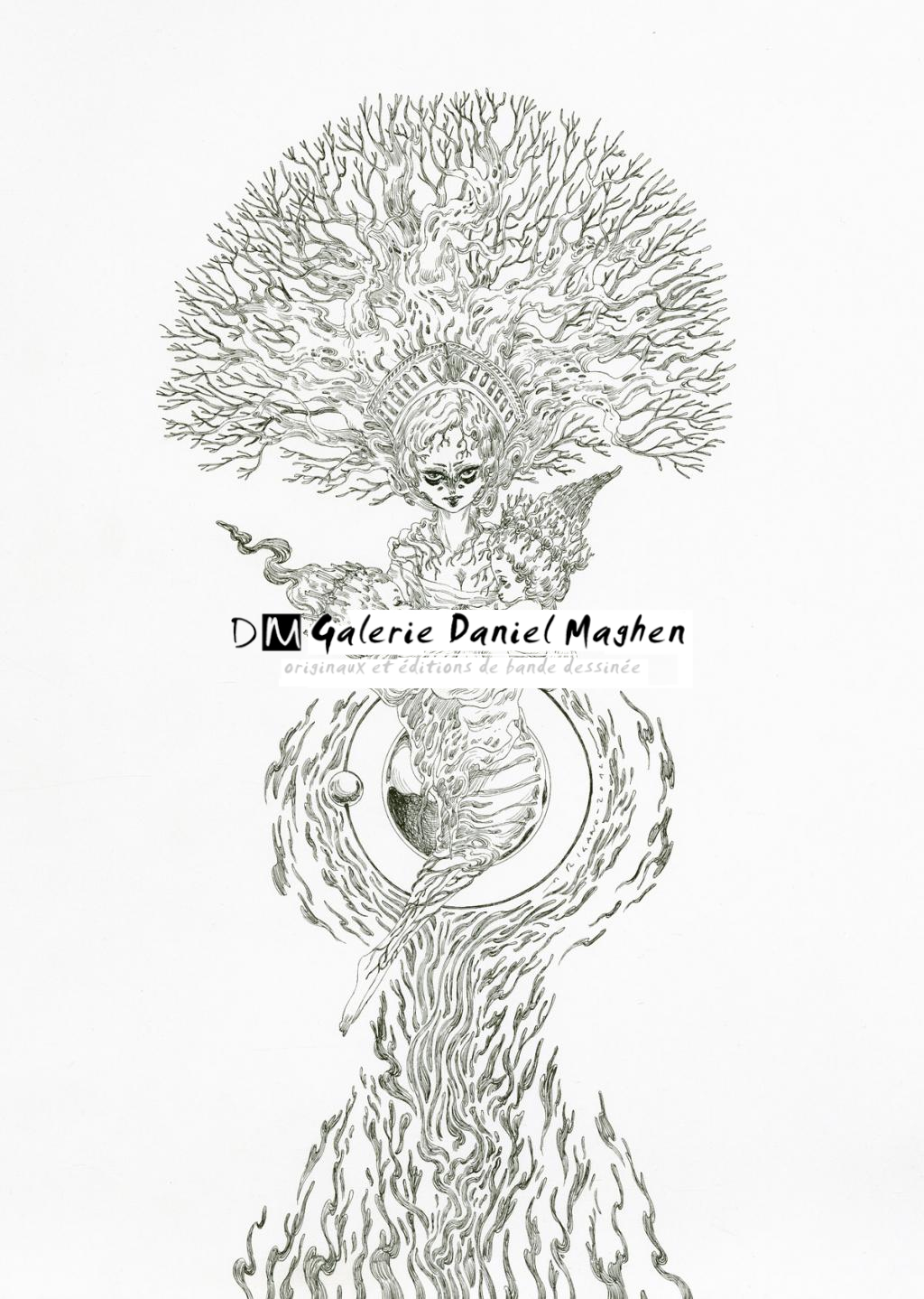 Illustration originale - Gaia - Giovanni Rigano - Encre de Chine - 2423