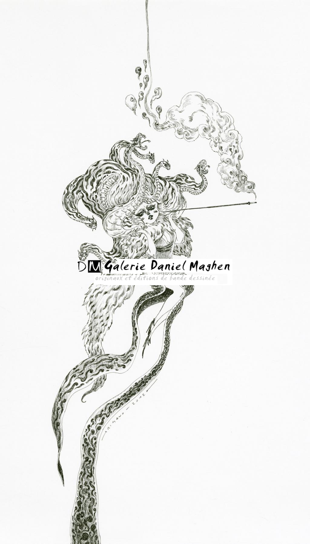 Illustration originale - Medusa - Giovanni Rigano - Encre de Chine - 2425