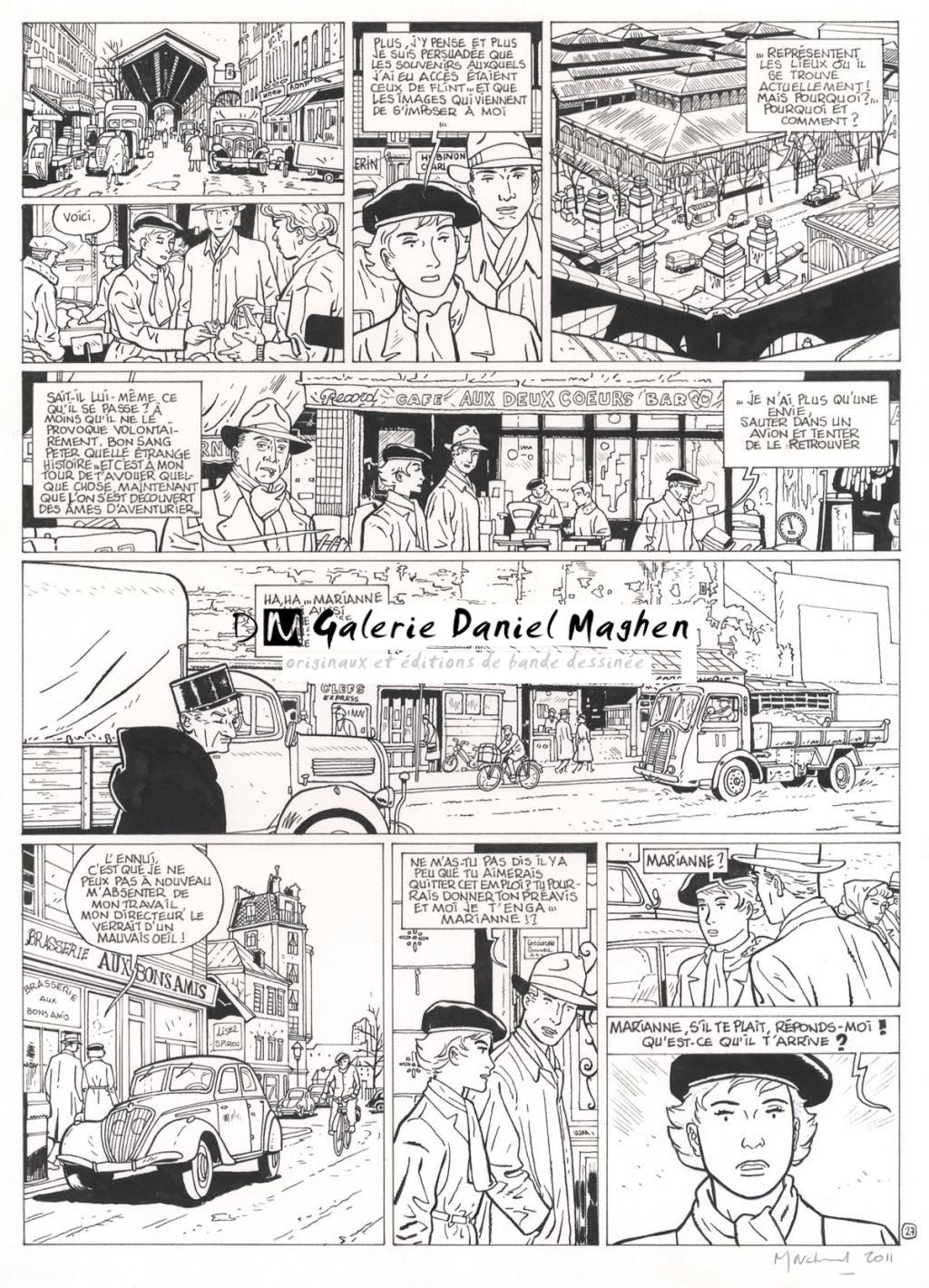 planche originale  + bleu - Bruno Marchand - Encre de Chine sur papier - 2458