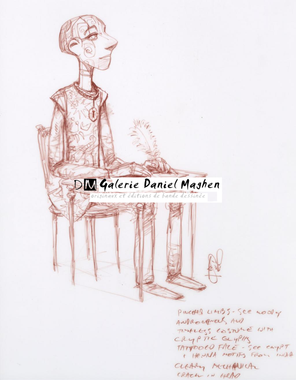 dessin sur calque épais (design du Pantin et d'Hugo pour Hugo Cabret de  Brian Selznick) - Peter de Sève - 2580