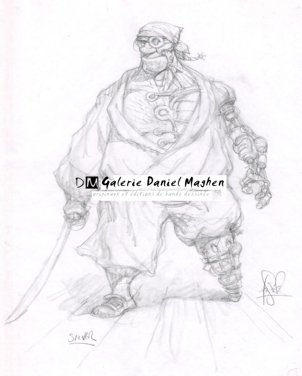 rechercher de Silver pour le film d'Animation Disney "Treasure Planet" - Peter de Sève - Mine de plomb sur papier - 2599