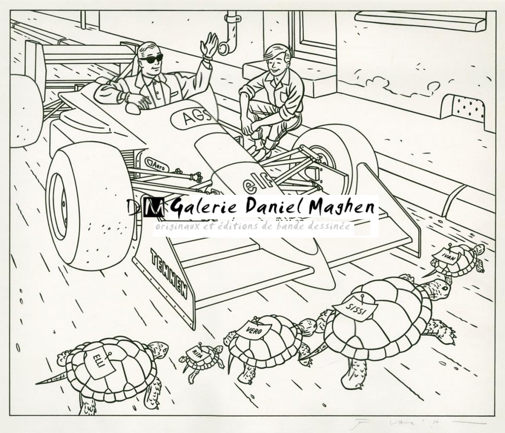 illustration originale "Gonfaron tortue - Jean-Claude Floc'h - Encre de Chine sur papier - 2677