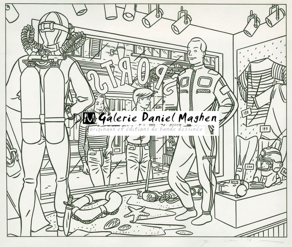 illustration originale "Toulon boutique - Jean-Claude Floc'h - Encre de Chine sur papier - 2679