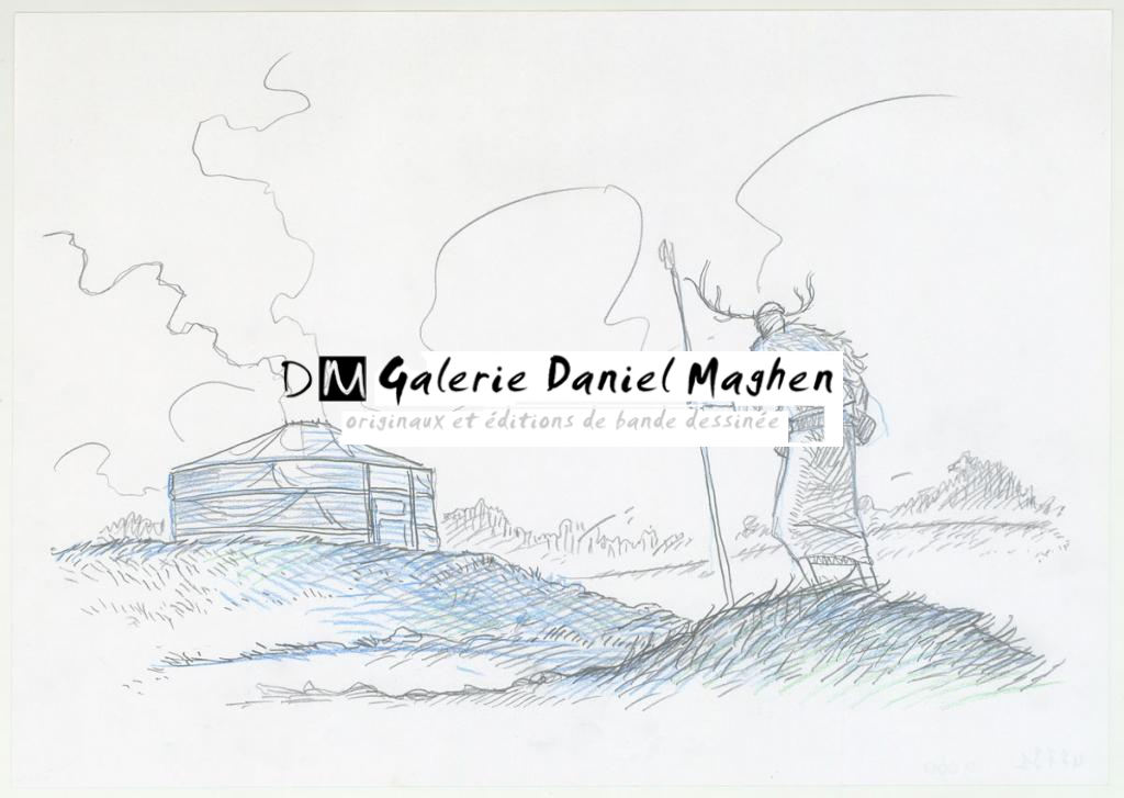 Crayonné original - Antoine Carrion - Mine de plomb et crayon de couleur - 3809