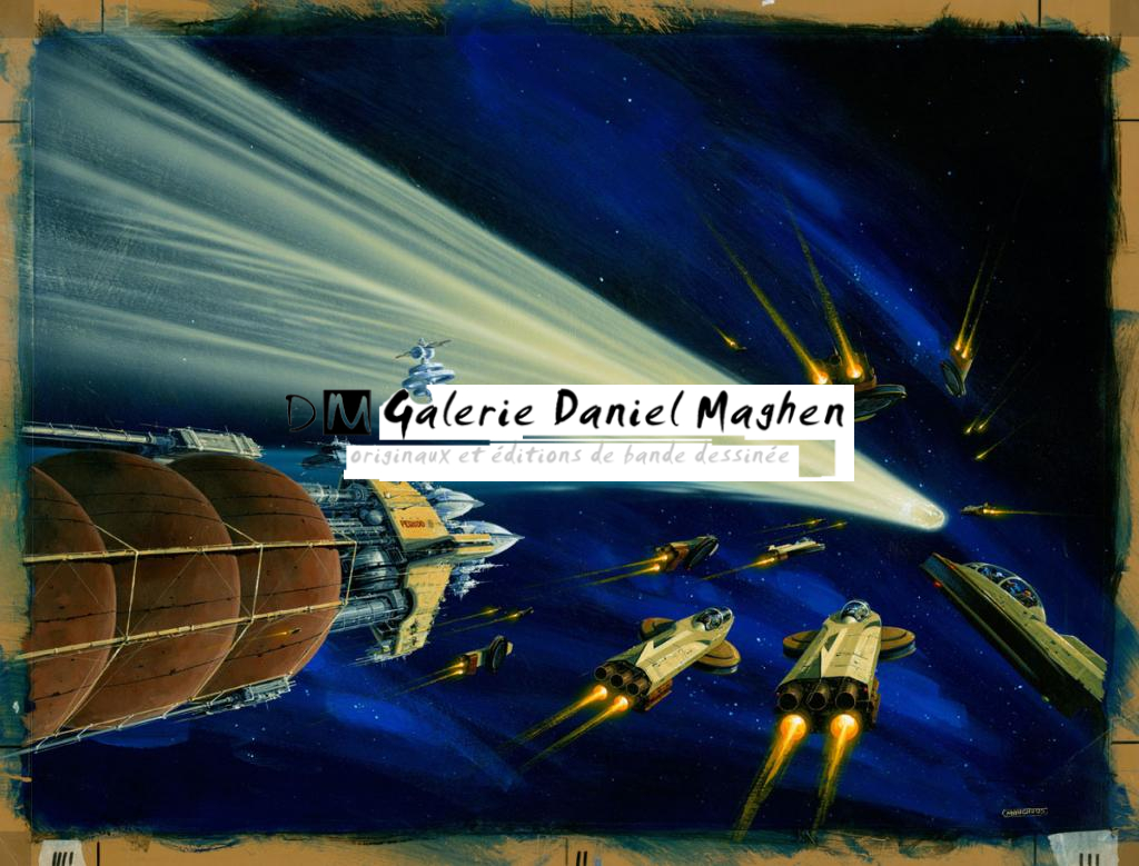 Couverture originale de la bande dessinée Moby Dick (pliure angle inférieur droit) - Manchu - Acrylique sur papier - 6109