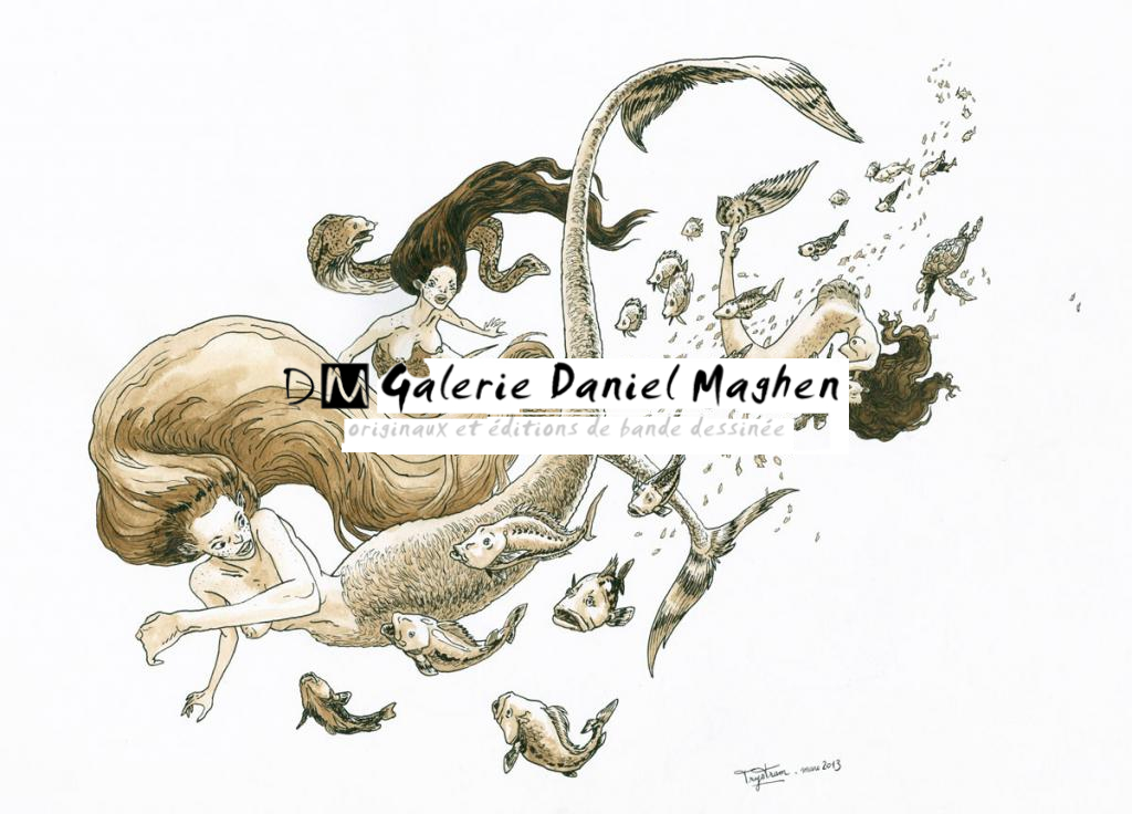 illustration inédite - Trystram et Baudy - Encre de Chine et lavis sur papier - 2713