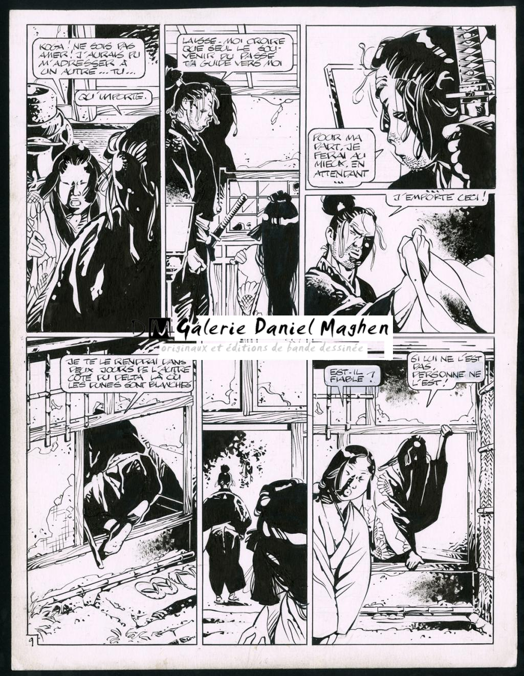 Planche originale (trace de correcteur blanc et rustines) - Marc Michetz - Encre de Chine sur papier - 3824