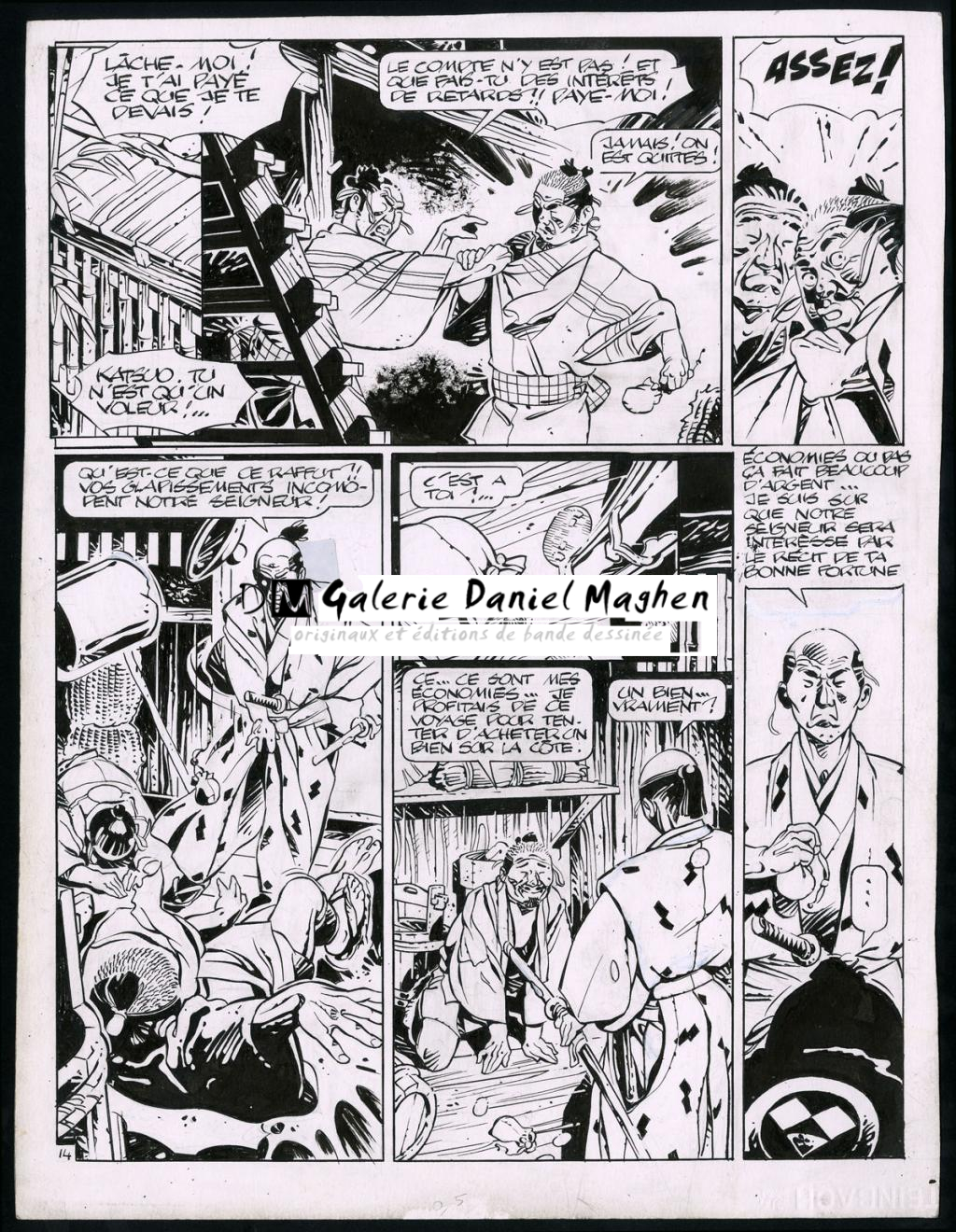 Planche originale (trace de correcteur blanc et rustines) - Marc Michetz - Encre de Chine sur papier - 3828