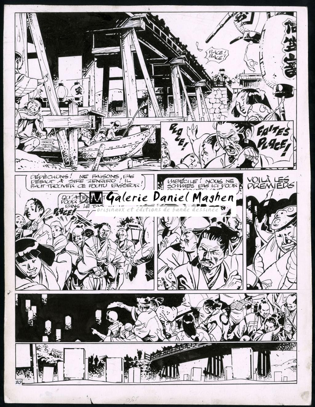 Planche originale (trace de correcteur blanc et rustines) - Marc Michetz - Encre de Chine sur papier - 3830