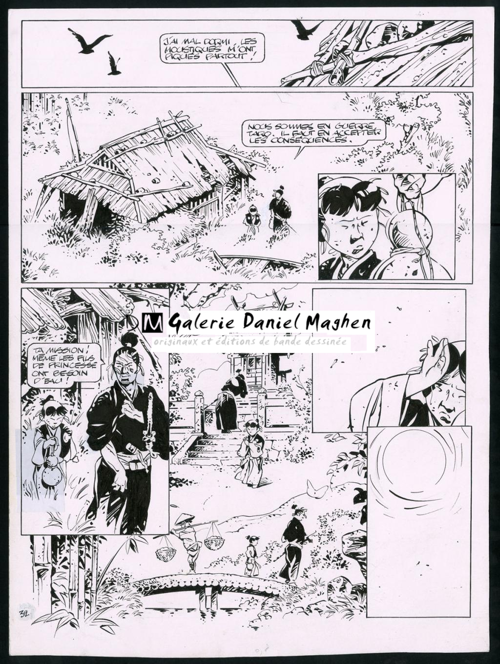 Planche originale (trace de correcteur blanc et rustines) - Marc Michetz - Encre de Chine sur papier - 3833