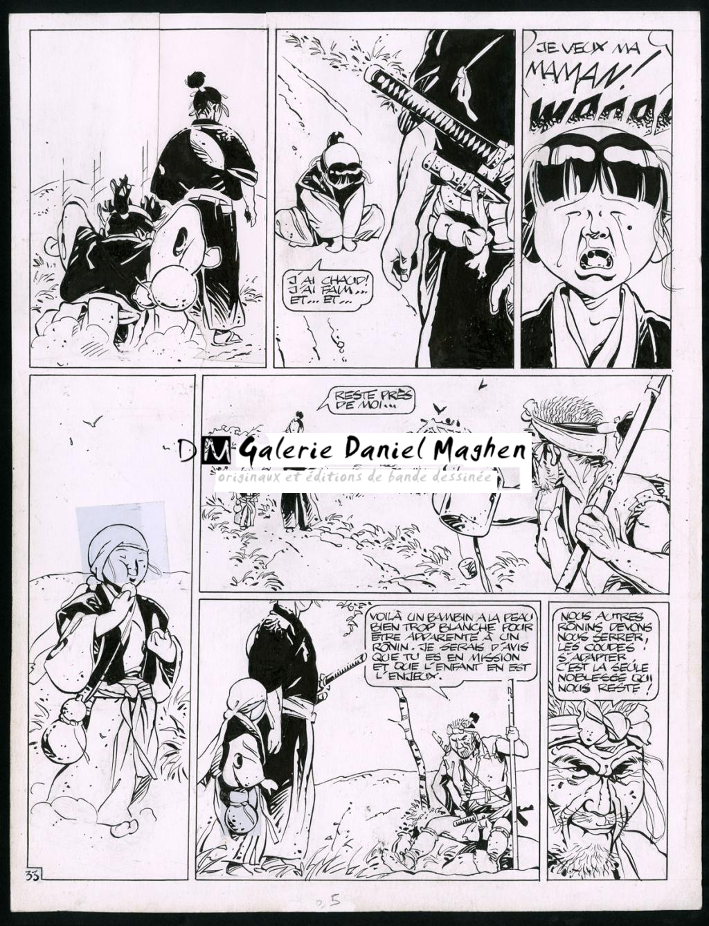 Planche originale (trace de correcteur blanc et rustines) - Marc Michetz - Encre de Chine sur papier - 3834