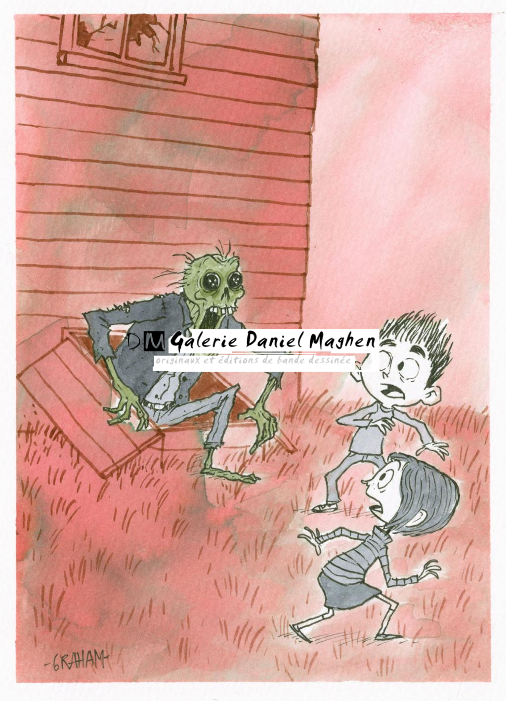 Graham Annable :
Coraline, de Henry Selick (2009) & L'étrange pouvoir de Norman, de Chris Butler & Sam Fell (2012) - The Movie Show - Encre de couleur sur papier - 2723