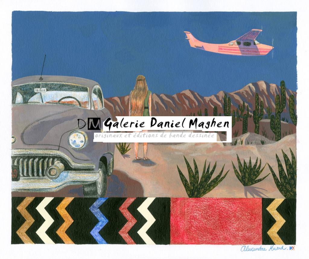 Alexandra Huard : 
Zabriskie Point, de Michelangelo Antonioni (1970) - The Movie Show - Acrylique et crayon de couleur sur papier - 2728