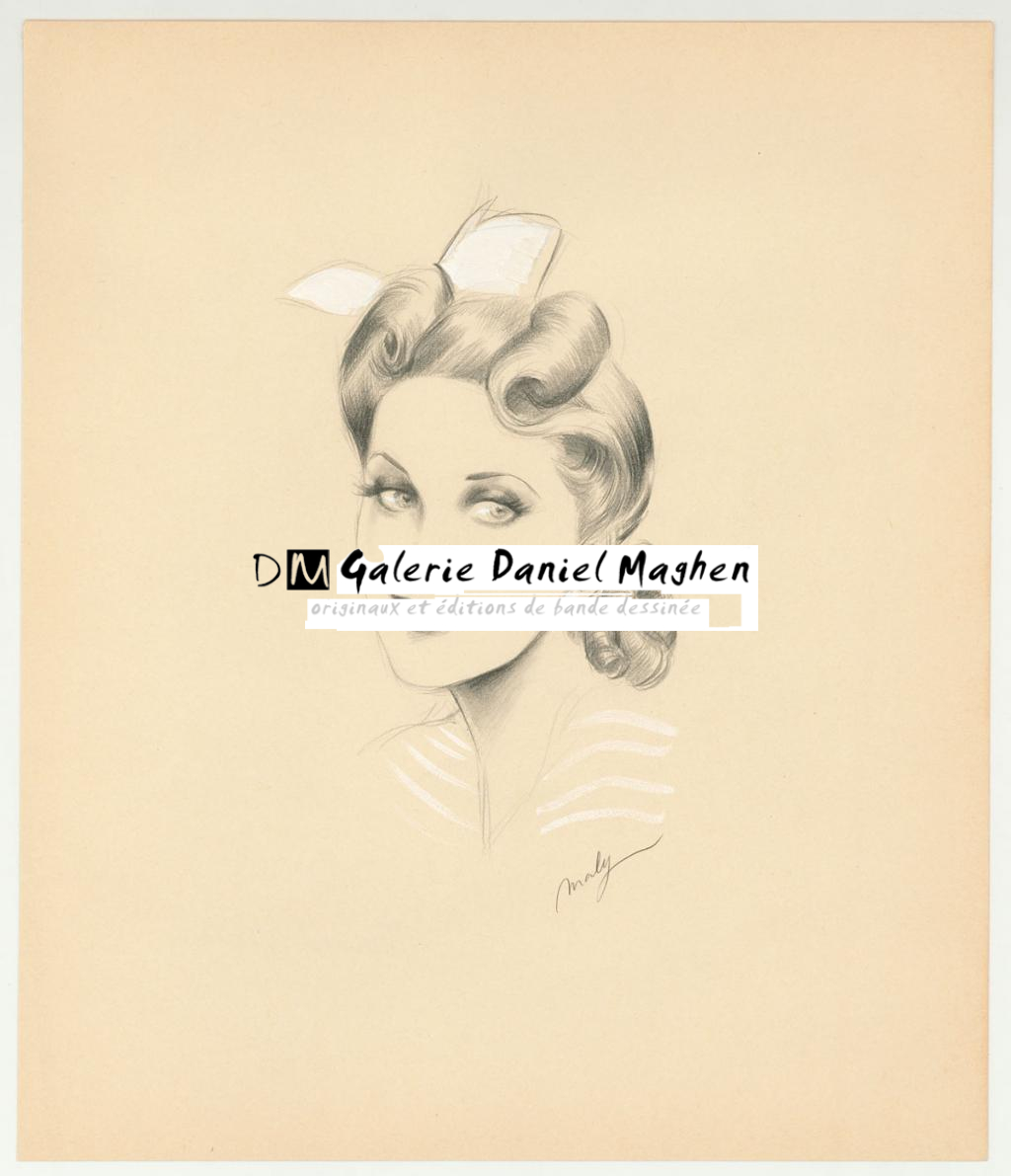 Illustration originale intitulée "Marina - Maly Siri - Mine de plomb sur papier - 3154