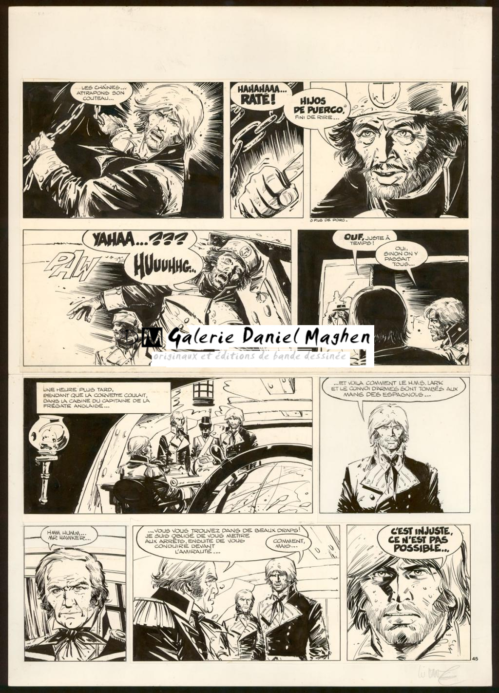 Planche originale n°45, rustine en case n°8, version originale pour le magazine "Femme d'Aujourd'hui". - William Vance - Encre de Chine sur papier - 4452