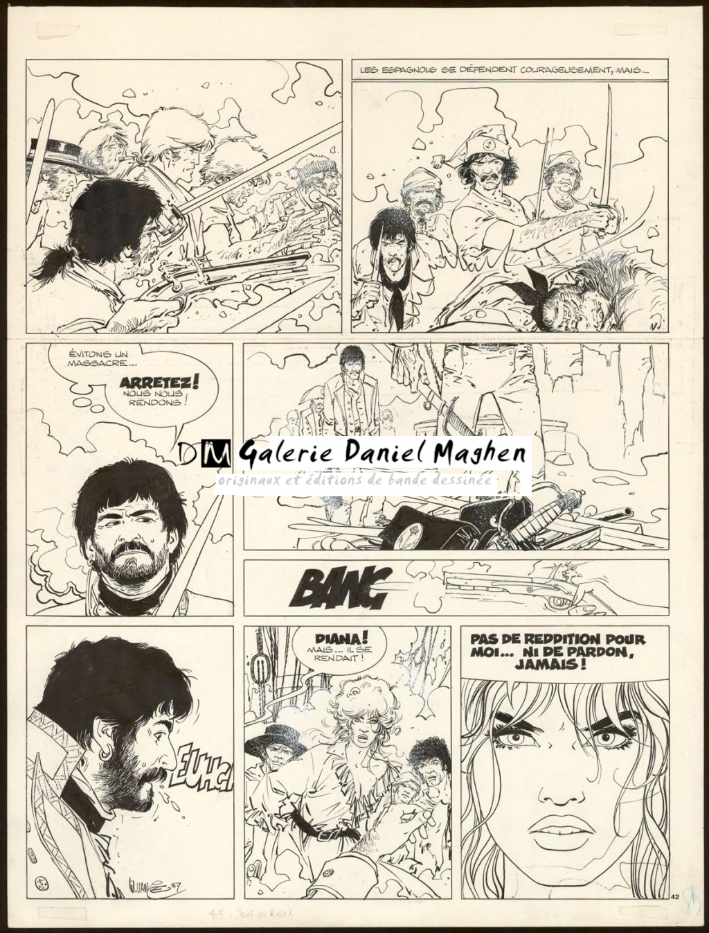 Planche originale n°42 - William Vance - Encre de Chine et gouache blanche sur papier - 4453