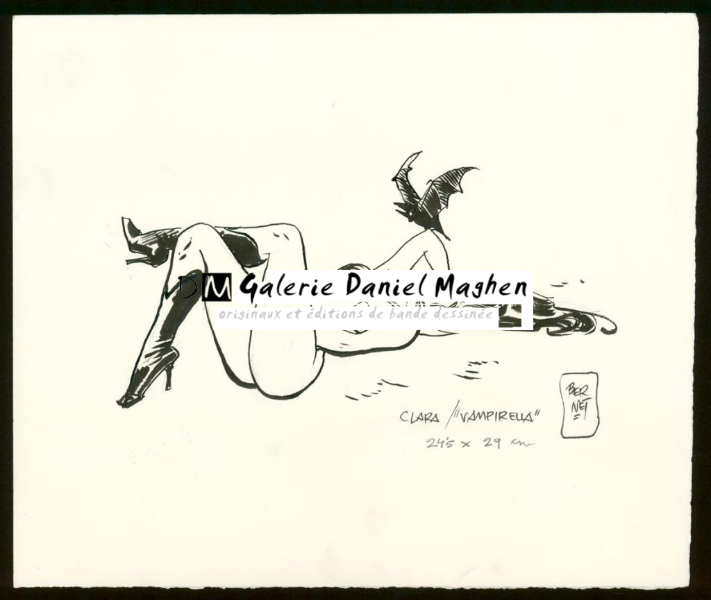 Illustration originale - Clara/Vampirella - Jordi Bernet - Encre de Chine et mine de plomb sur papier - 3992