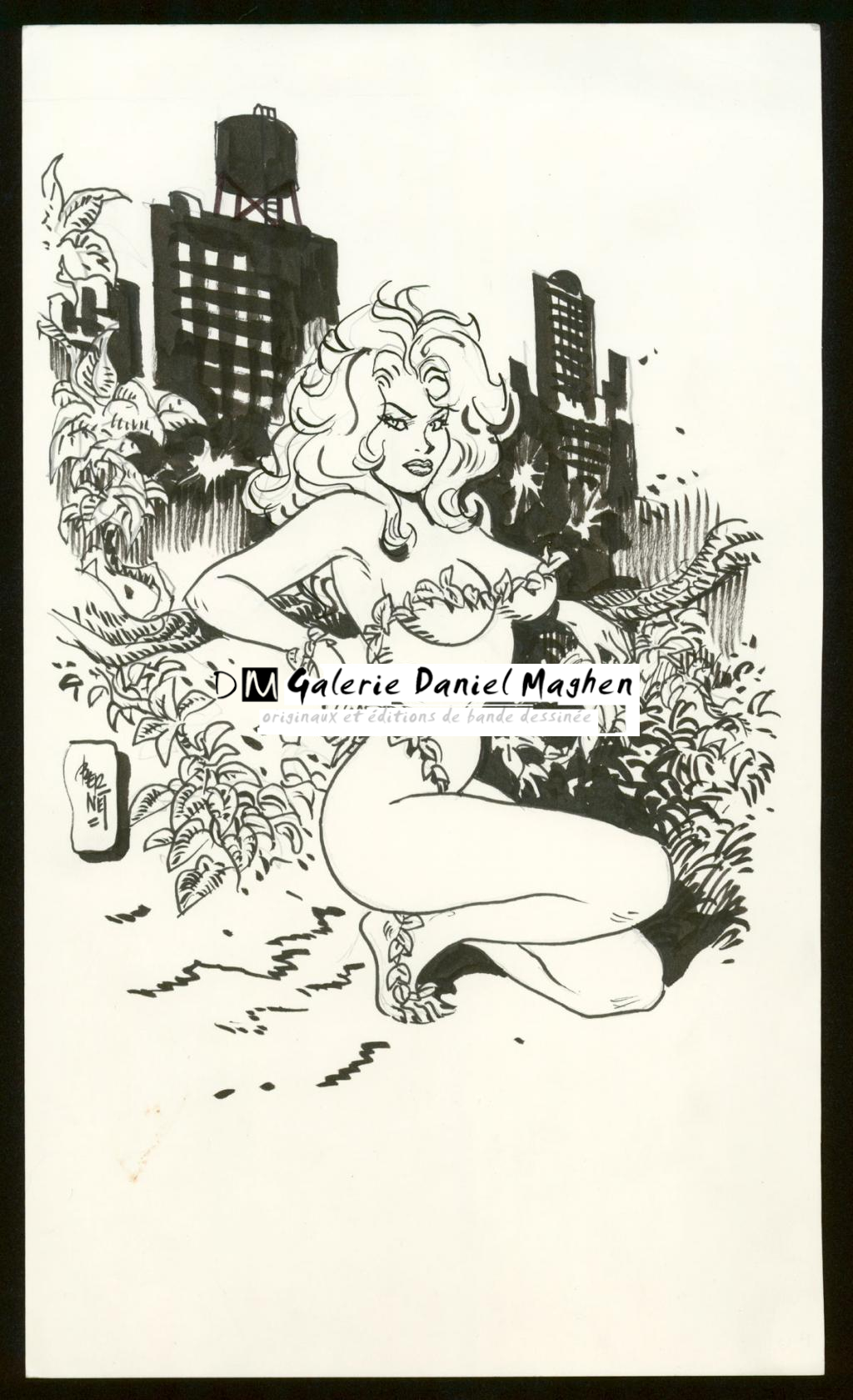 Illustration originale (pliure sur la partie blanche en haut) - Jordi Bernet - Encre de Chine et mine de plomb sur papier - 3993