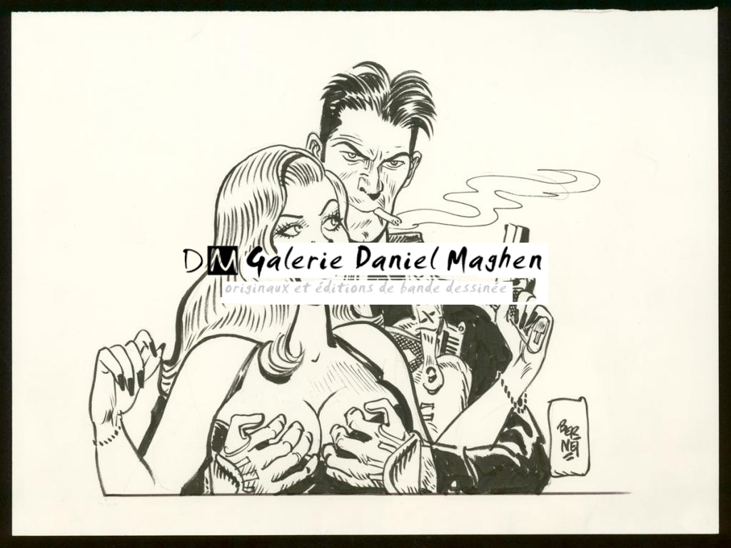 Illustration originale - Jordi Bernet - Encre de Chine et mine de plomb sur papier - 3994