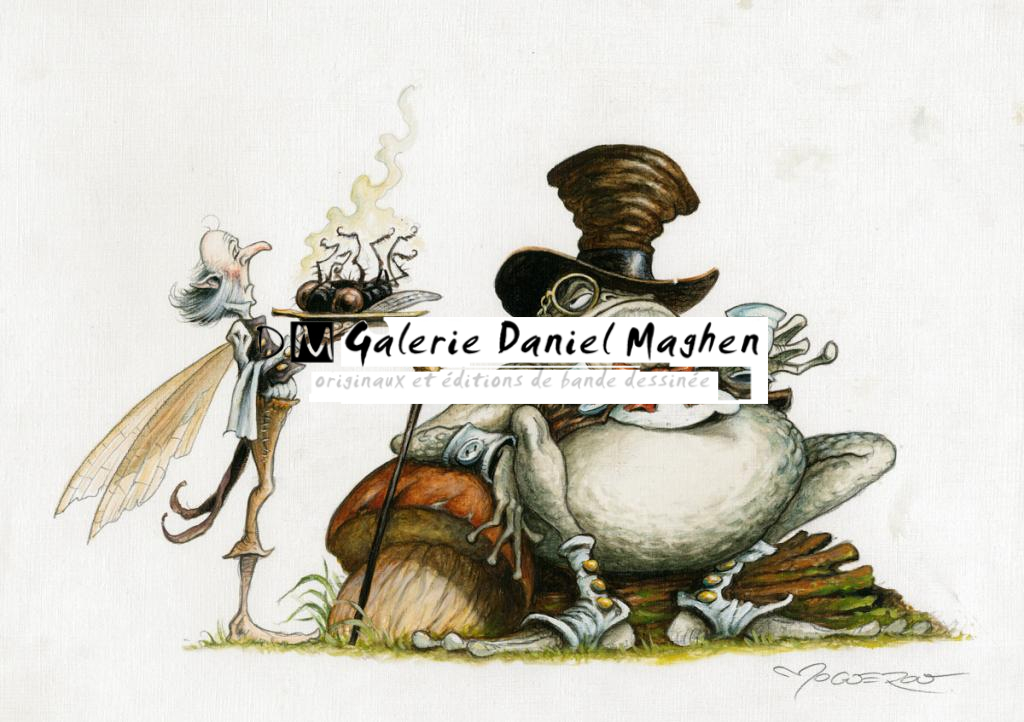 Illustration originale - Monsieur est servi - Pascal Moguérou - Stylo, gouache et encre de couleur - 2809