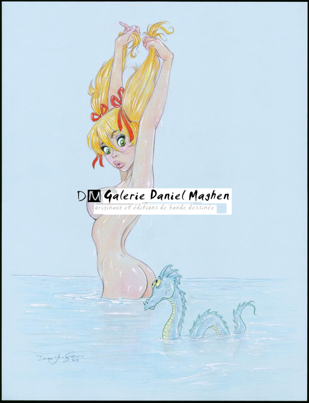 Mandy et dragon de mer - Dean Yeagle - Crayon de couleur sur papier - 2915