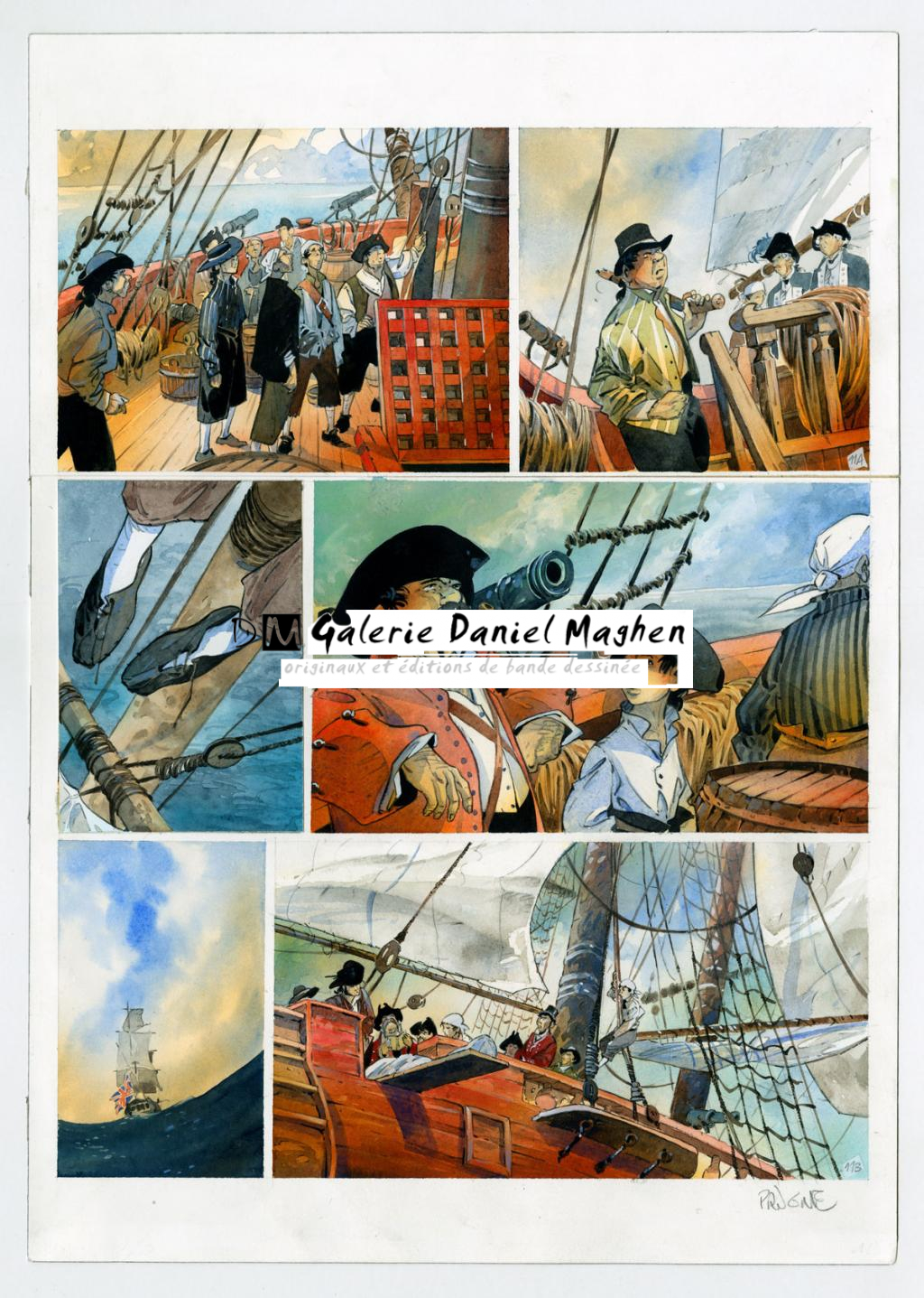 planche originale - Patrick Prugne - Aquarelle et mine de plomb sur papier - 5364