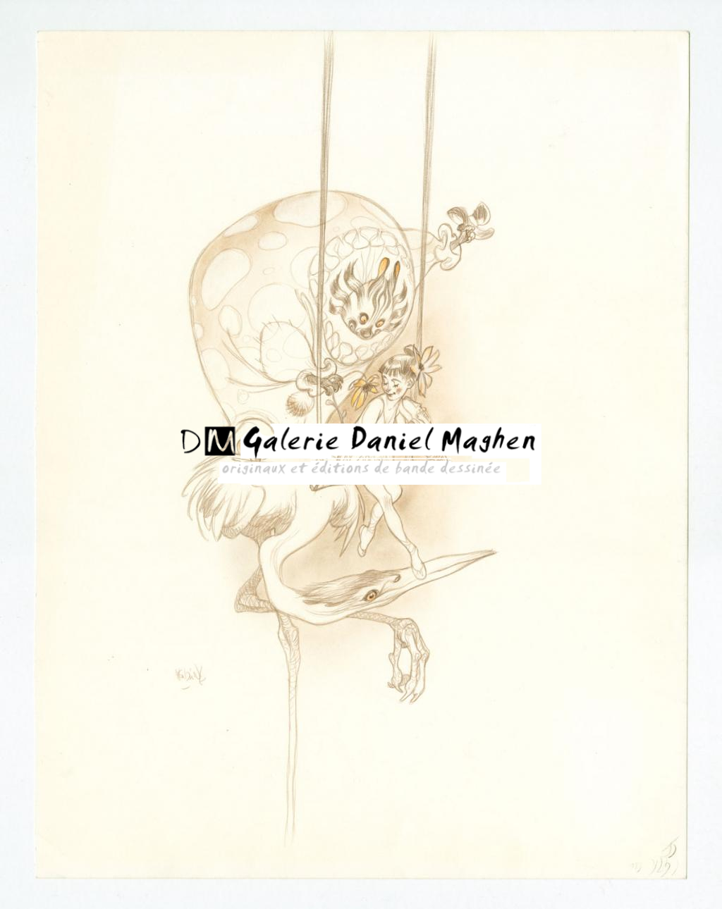 Illustration originale - Claire Wendling - Crayon de couleur sur papier - 3028