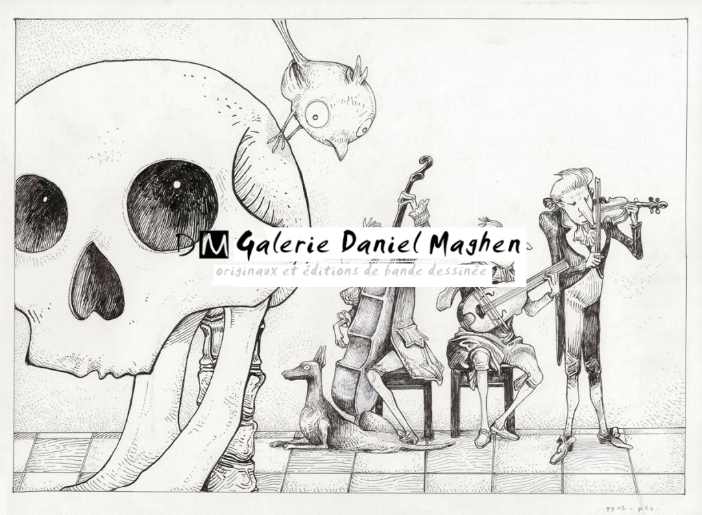 Illustration originale - Double page - Lionel Richerand - Encre de Chine - 2849