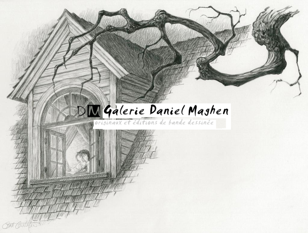 Eddie in dormer window - Scott Gustafson - Mine de plomb sur papier - 2932