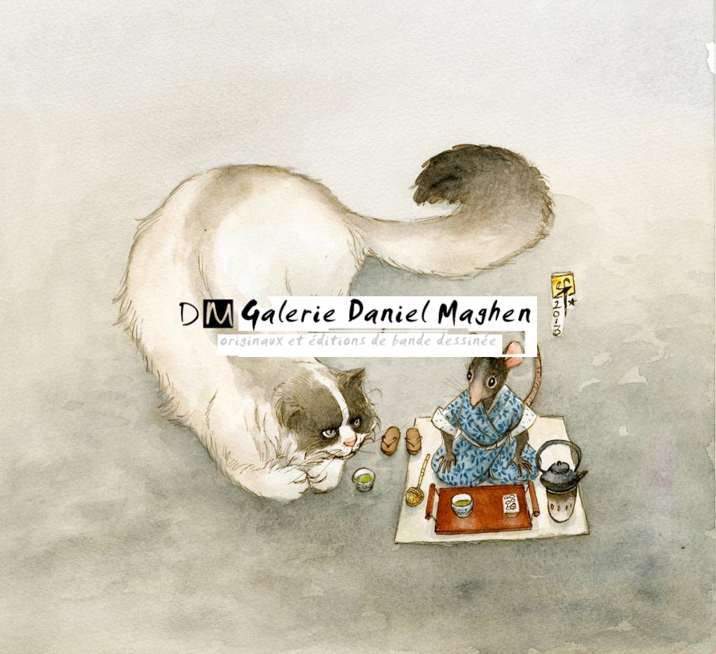 illustration originale - Le Monde selon Raoul - Frédéric Saurel - Aquarelle et encre de Chine sur papier - 2693