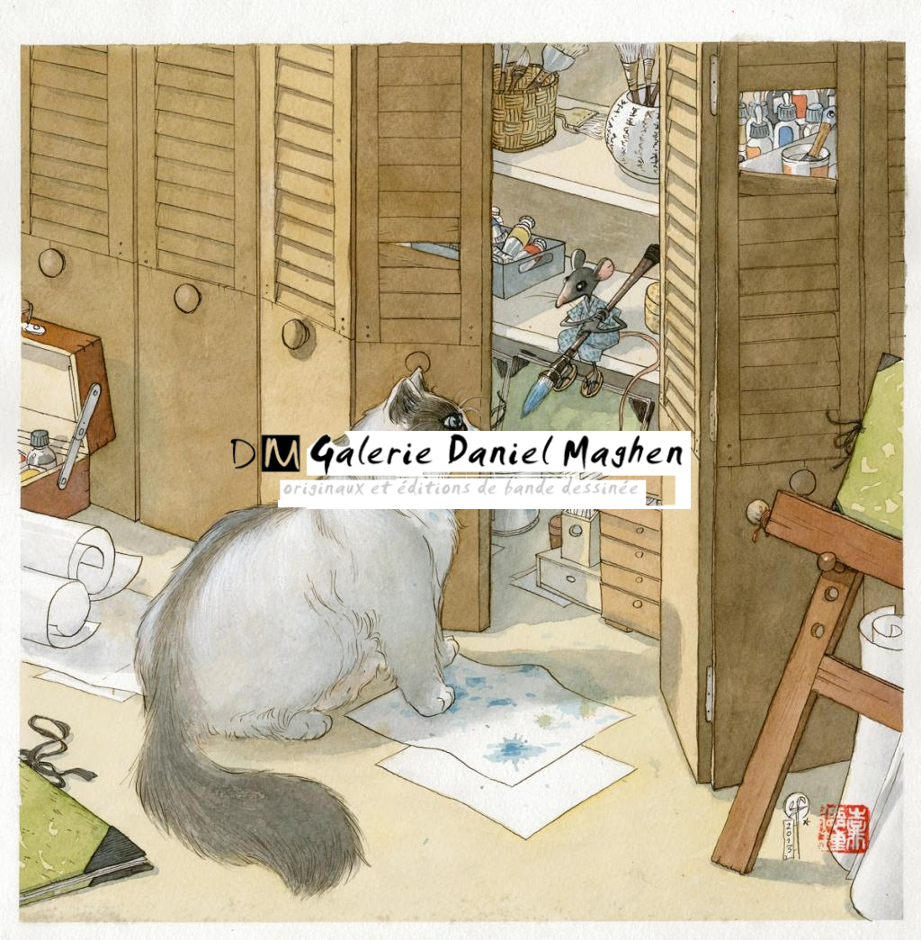 illustration originale - Le Monde selon Raoul - Frédéric Saurel - Aquarelle et encre de Chine sur papier - 2683