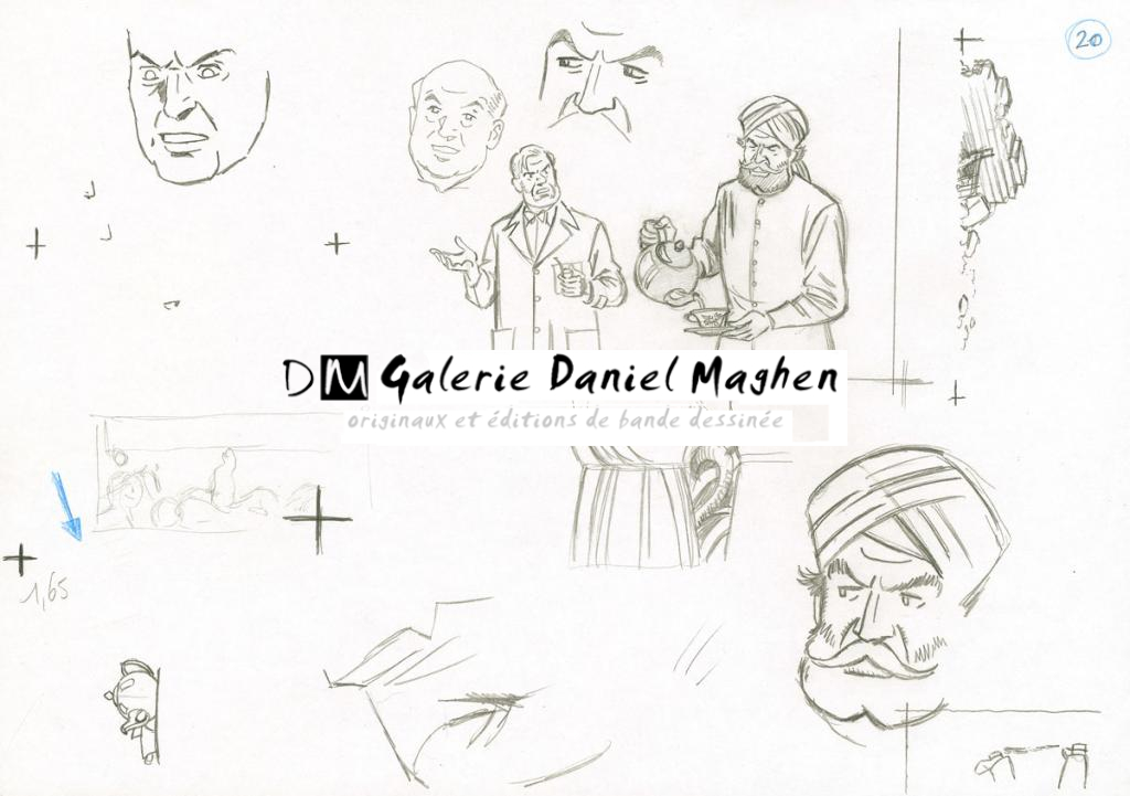 études de cases et personnages - Antoine Aubin - Crayon noir - 2870