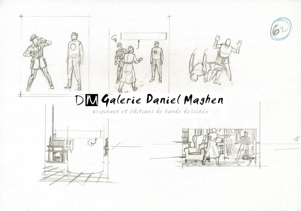 études de cases et personnages - Antoine Aubin - Crayon noir - 2865