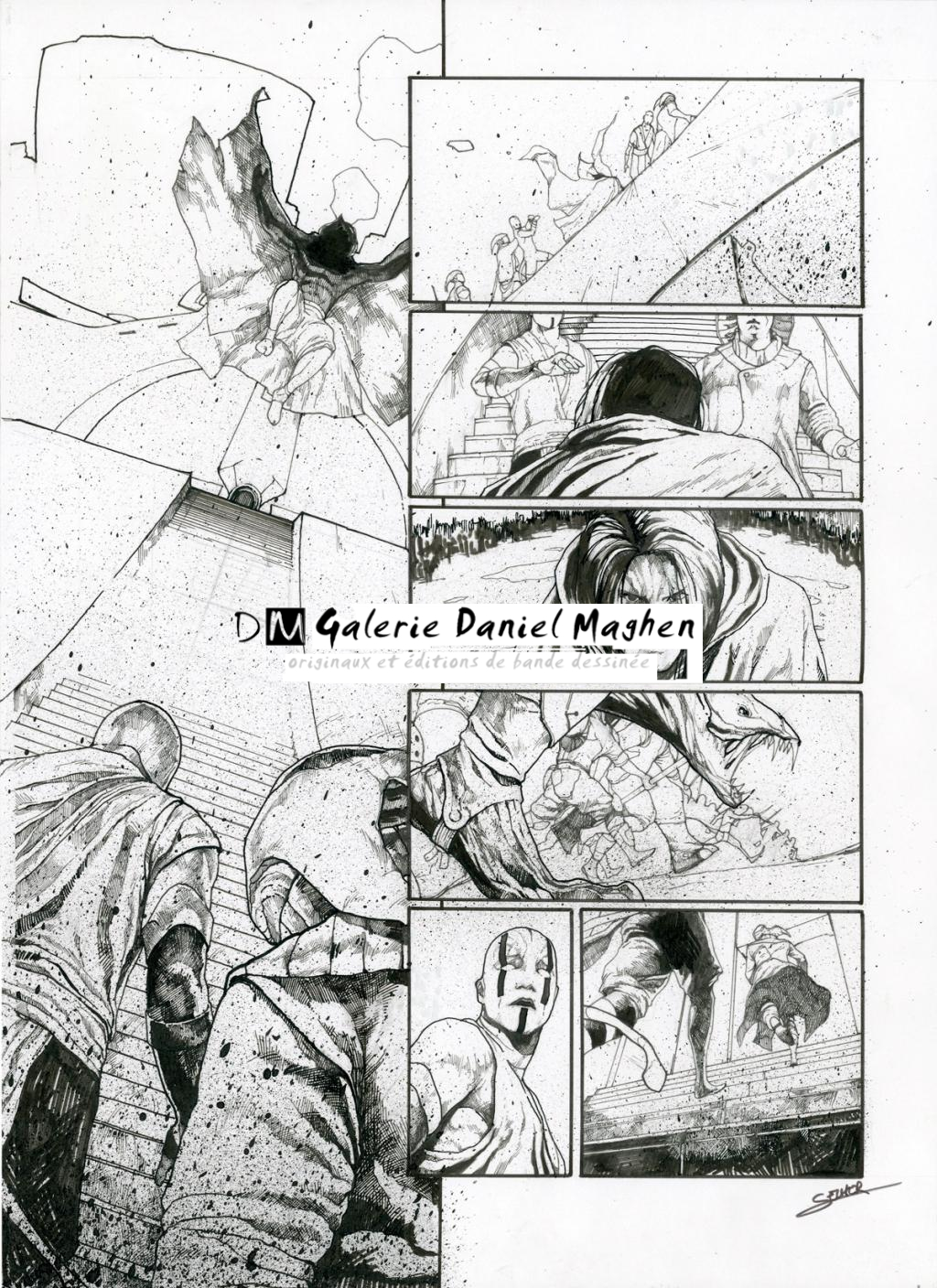 Planche originale - Valentin Sécher - Encre de Chine et gouache blanche sur papier - 2891