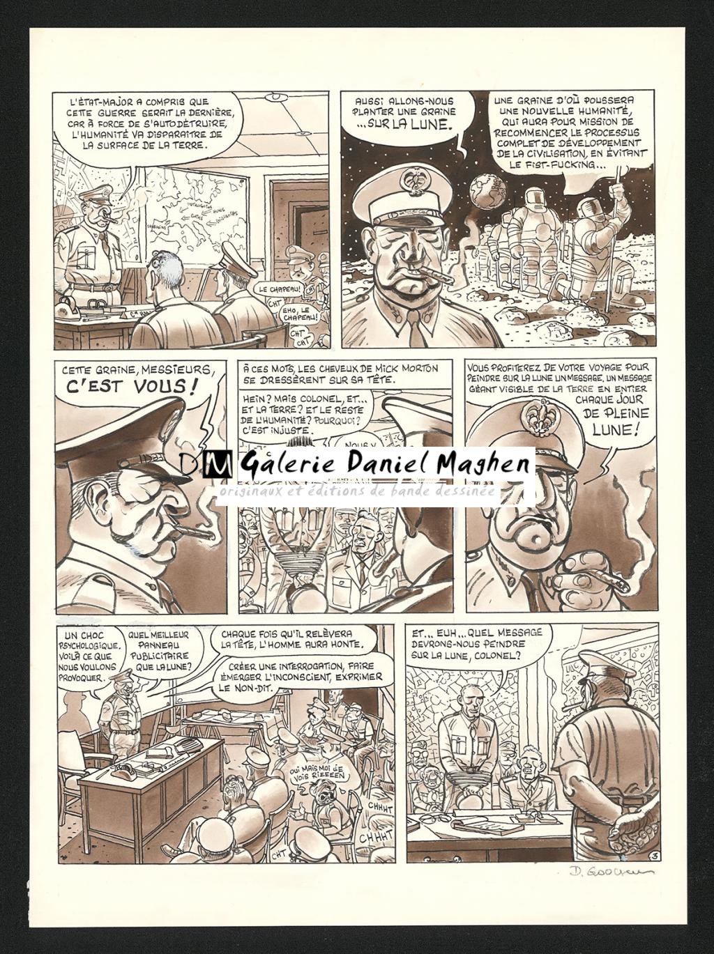 Planche originale n°3 de l'histoire Voyage au bout de la lune - Daniel Goossens - Encre de Chine et lavis sur papier - 5431