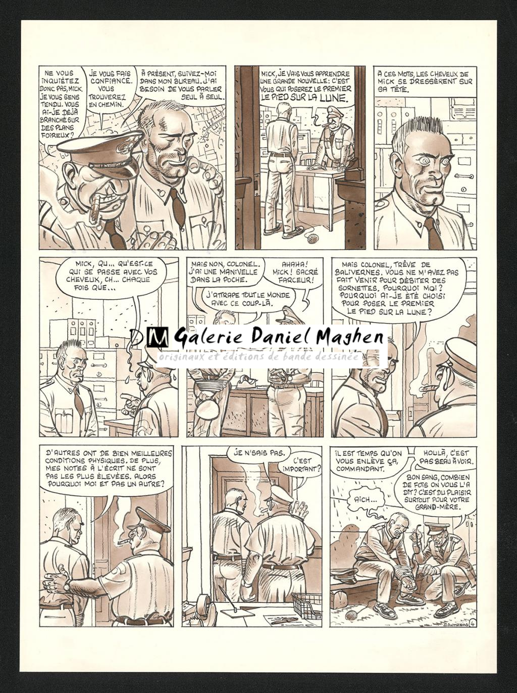 Planche originale n°4 de l'histoire Voyage au bout de la lune - Daniel Goossens - Encre de Chine et lavis sur papier - 5430