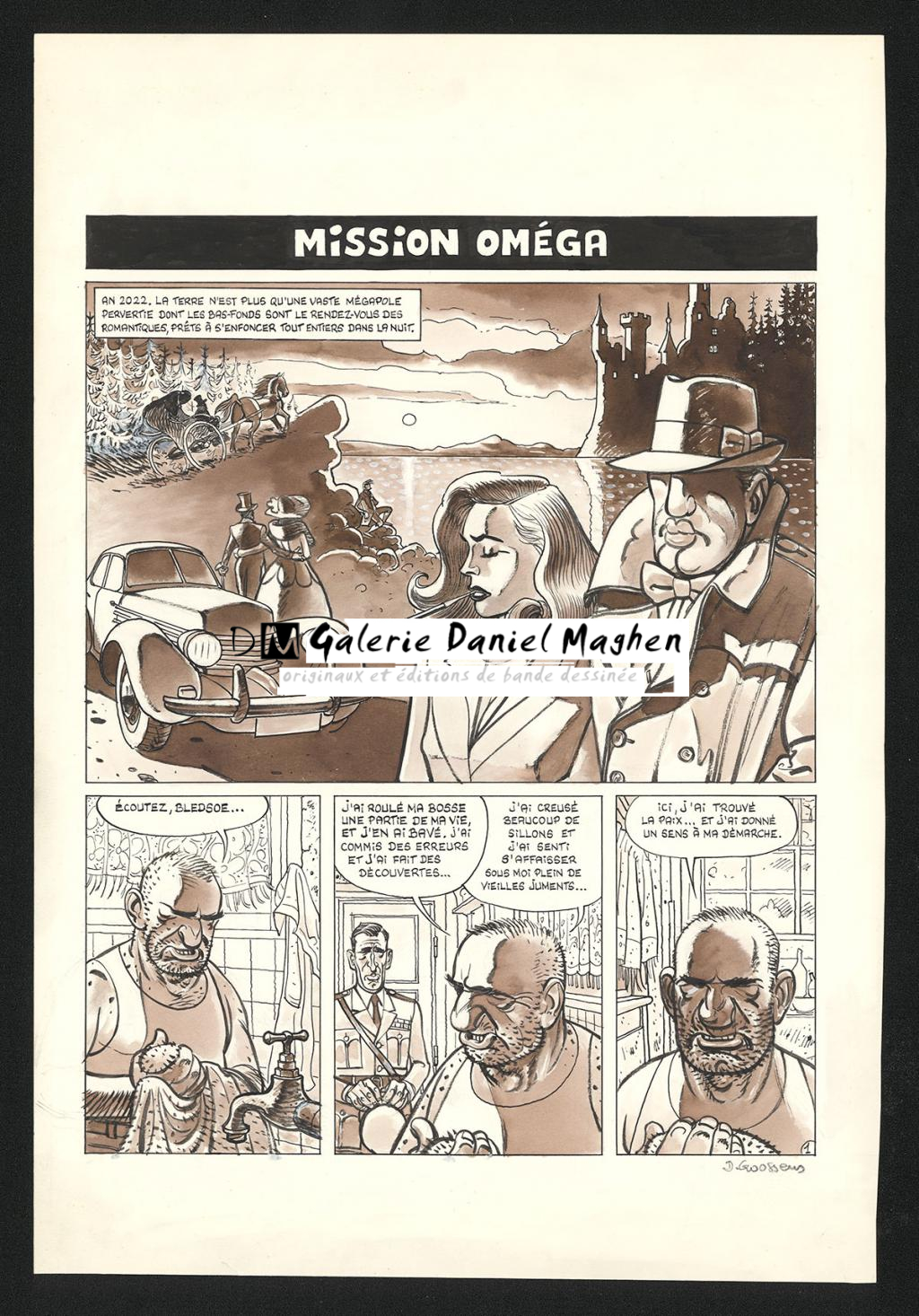 Planche originale n°1 pour l'histoire Mission Oméga - Daniel Goossens - Encre de Chine et lavis sur papier - 5429