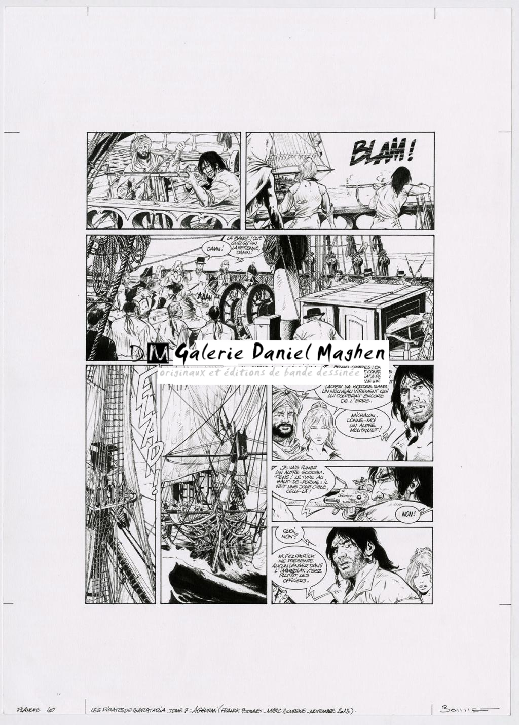 Planche originale - la 3ème case, la carte est une photocopie - Franck Bonnet - Encre de Chine sur papier - 2955