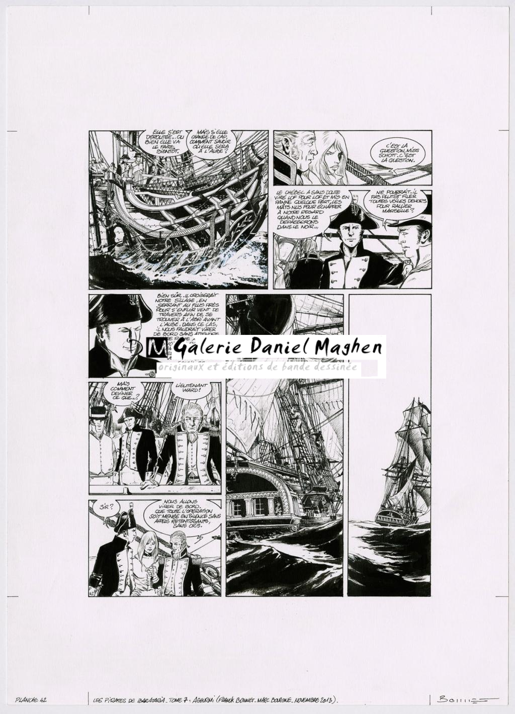 Planche originale - la 3ème case, la carte est une photocopie - Franck Bonnet - Encre de Chine sur papier - 2954