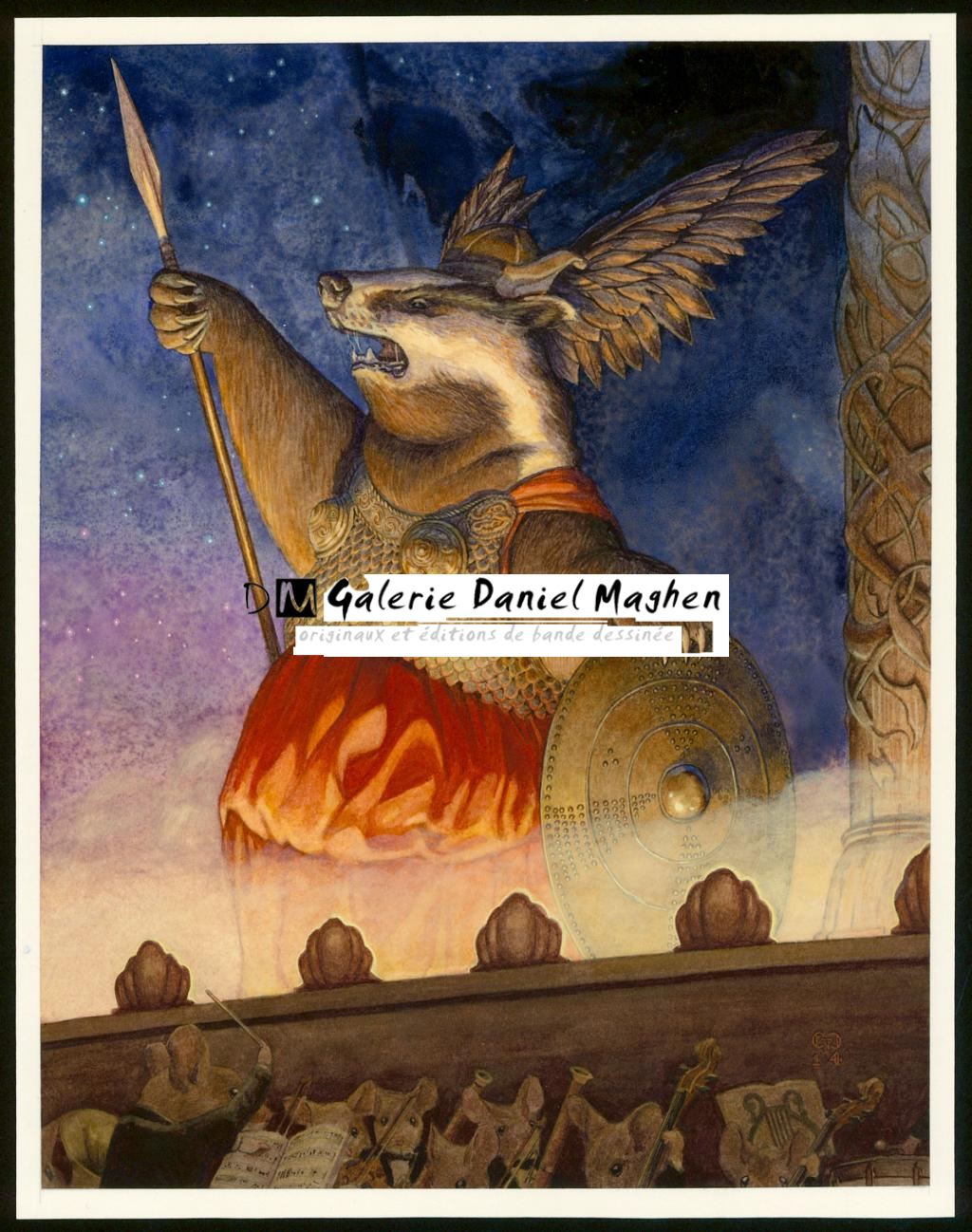 Illustration originale,"Valkyrie - Christopher Dunn - Aquarelle sur papier - 3396