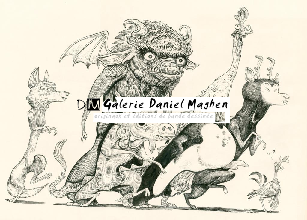 Illustration originale - la Parade des Monstres - Lionel Richerand - Encre de Chine - 2929