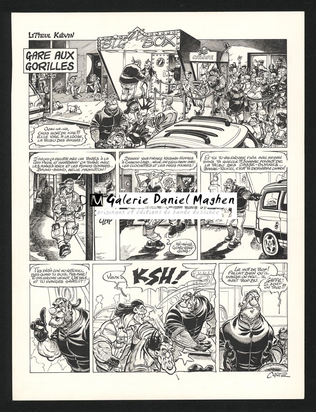 Planche originale n°1 de l'histoire Gare aux gorilles - Coyote - Encre de Chine sur papier - 5426