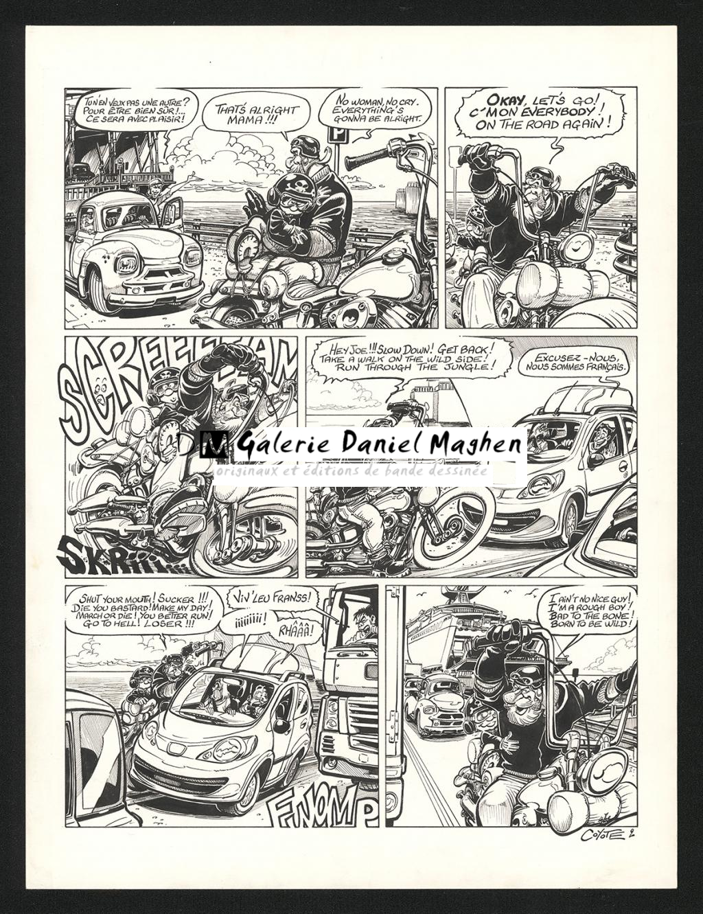 Planche originale n°2 de l'histoire Dressed to kilt - Coyote - Encre de Chine sur papier - 5424