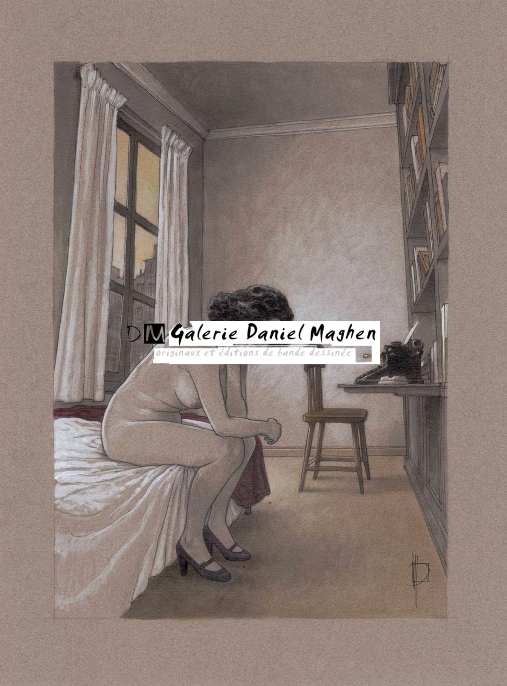 Illustration originale, Ballade du saxo et des néons I, 2014 - Miguelanxo Prado - Encre, crayon de couleur et acrylique sur papier t - 3776