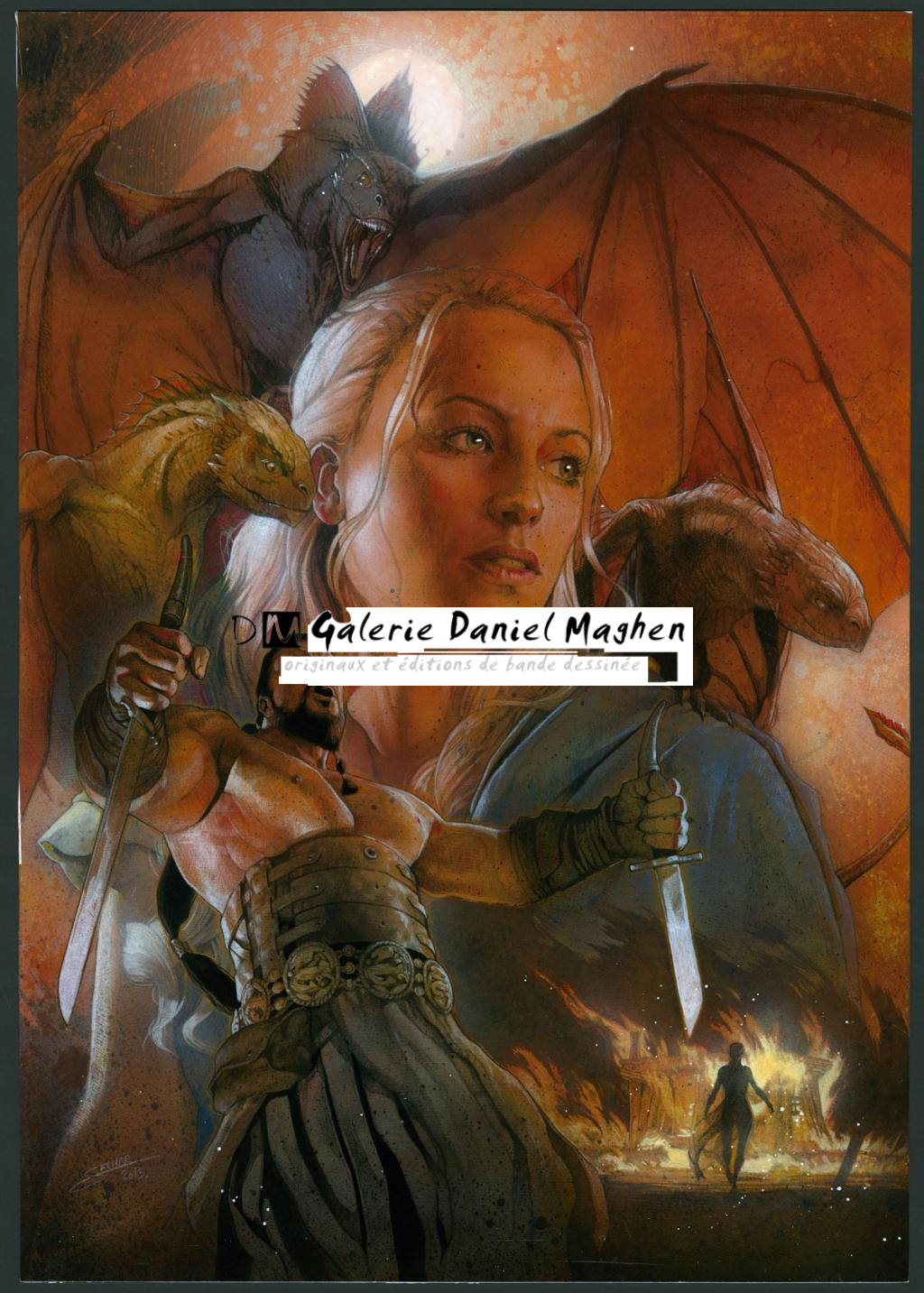 Couverture originale de la bd néerlandaise de Games of Throne - édité par Dark Dragon Books - Valentin Sécher - Acrylique sur carton - 3289