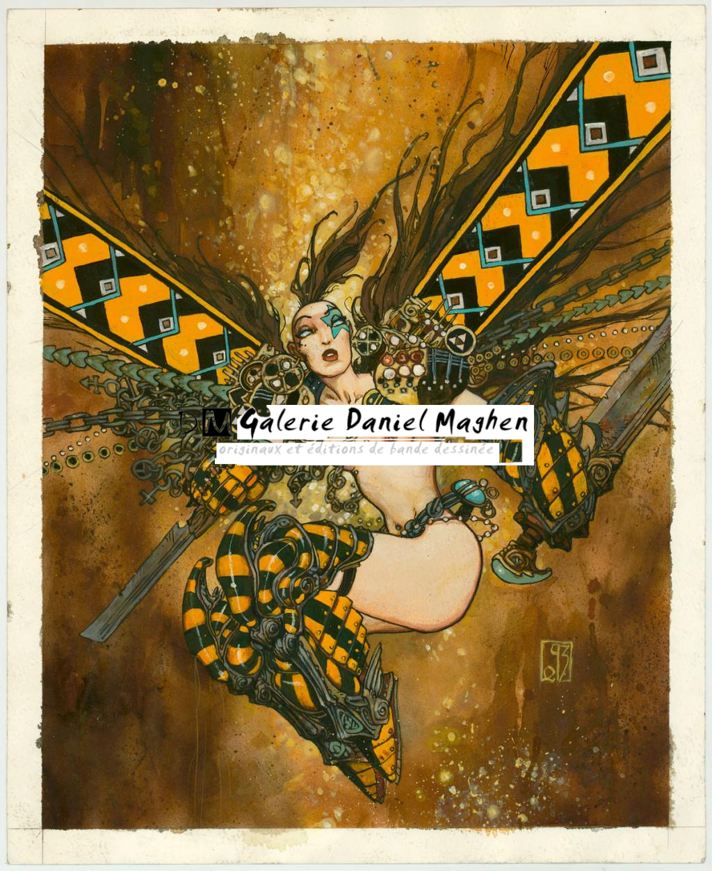 Illustration originale - Olivier Ledroit - Encre de Chine et encre de couleur sur papier - 3413