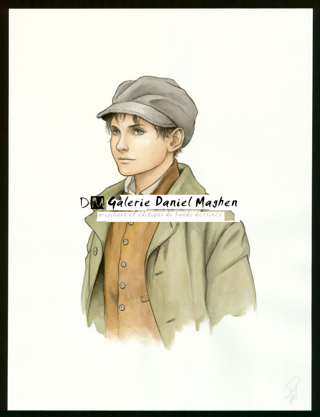 Illustration originale - Portrait de Gavroche - Laurent Paturaud - Aquarelle et crayon de couleur sur papier - 3389