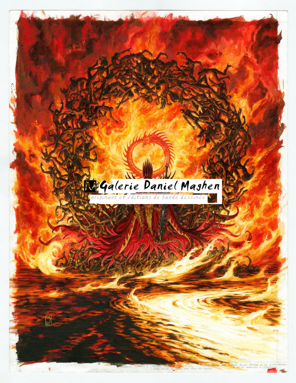 Illustration originale Le Souverain de l'Enfer pour le jeu vidéo Heroes of Might and Magic 5 en 2007 édité par Ubisoft, publiée dans l'ouvrage Olivier Ledroit - Olivier Ledroit - Encre de Chine, encre de couleur et crayon - 3256